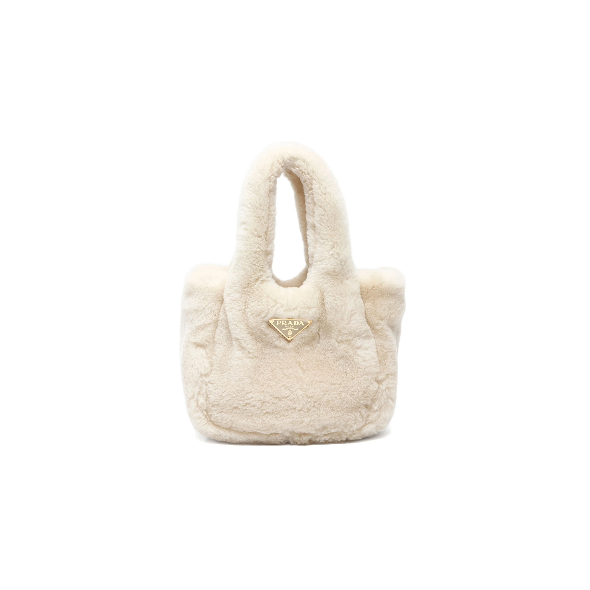 Pra*a shearling tote bag 1ba349 (18*15.5*10cm)